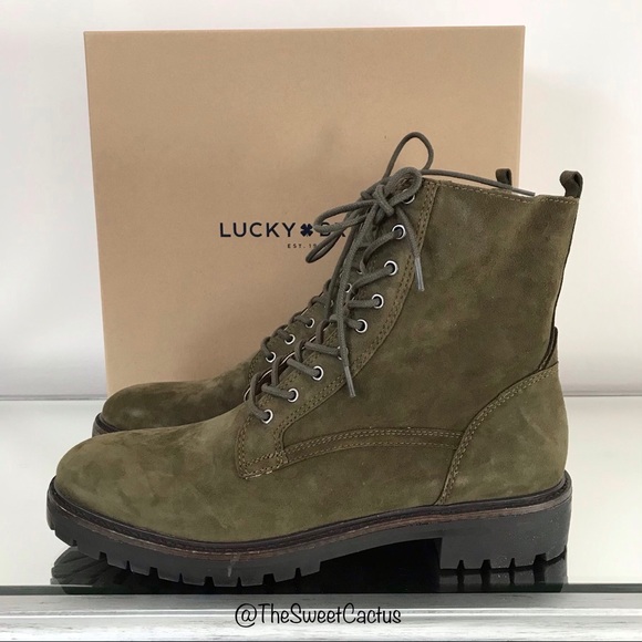 Lucky Brand Shoes - Lucky Brand Idara Military Green Suede Combat Boot